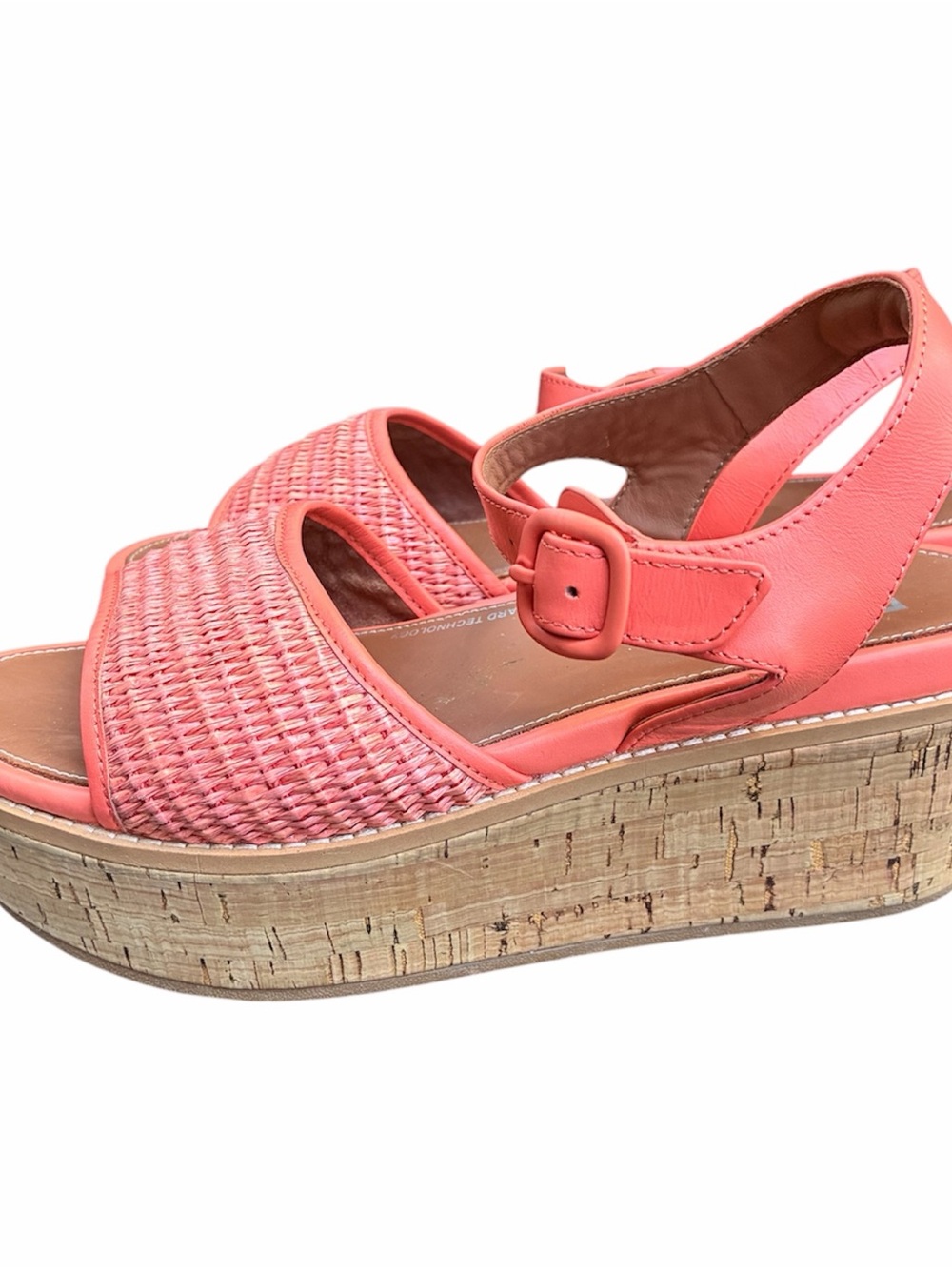 FitFlop Eloise Coral Wedge Sandals with Woven Toe Band sz8 - Picture 3 of 6